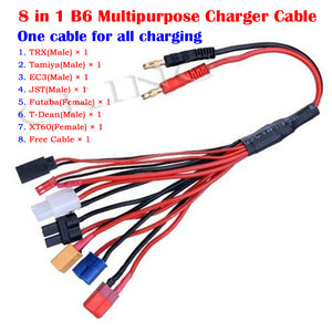 8 in 1 Lipo Battery Multi Charging Plug Convert Cable Line RC Quadcopter Car Drones Spare Parts for IMAX B6 Balance Charger